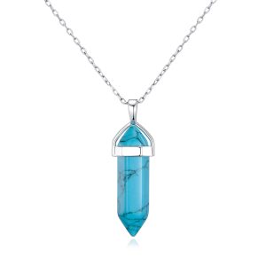 Synthetic Turquoise Genuine Gemstone Necklace