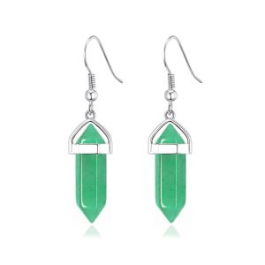 Green Aventurine Gemstone Drop Earrings