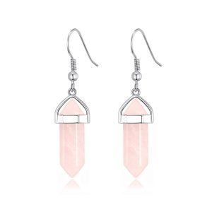 Rose Quartz Gemstone Drop Earrings