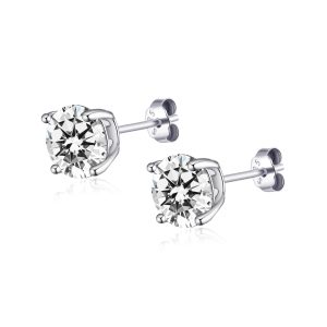 Sterling Silver 5mm Round Earrings Created with Zircondia® Crystals