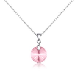 Sterling Silver Light Rose Necklace Created with Zircondia® Crystals