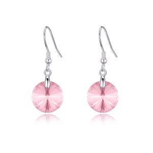 Sterling Silver Light Rose Earrings Created with Zircondia® Crystals