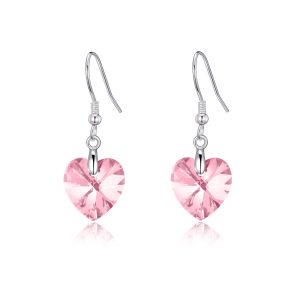 Sterling Silver Light Rose Heart Earrings Created with Zircondia® Crystals