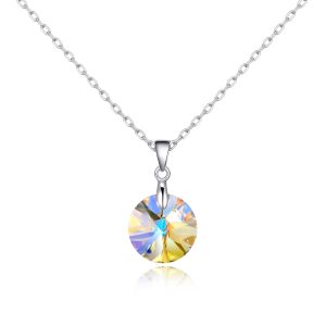 Sterling Silver Aurora Borealis Necklace Created with Zircondia® Crystals