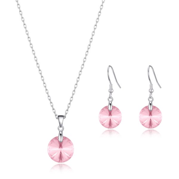 Sterling Silver Light Rose Set Created with Zircondia® Crystals