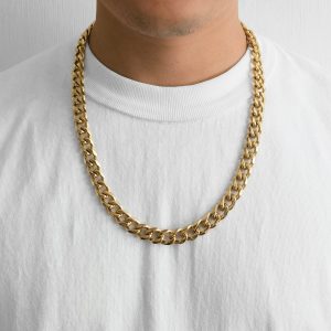 Men's 12mm Gold Plated Steel 18-24 Inch Cuban Curb Chain Necklace