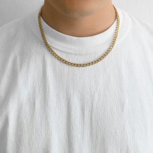 Men's 6mm Gold Plated Steel 18-24 Inch Cuban Curb Chain Necklace