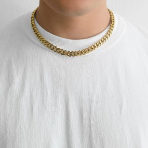 Men's 9mm Gold Plated Steel 18-24 Inch Cuban Curb Chain Necklace