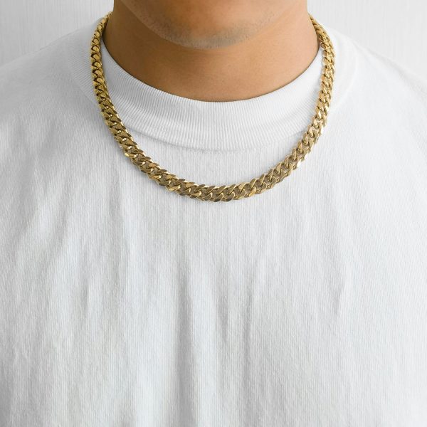 Men's 9mm Gold Plated Steel 18-24 Inch Cuban Curb Chain Necklace