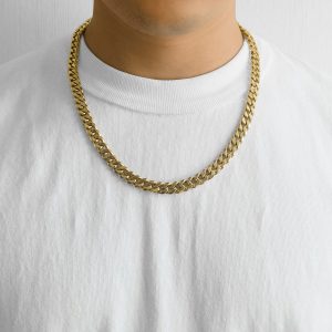 Men's 9mm Gold Plated Steel 18-24 Inch Cuban Curb Chain Necklace