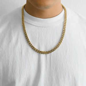 Men's 9mm Gold Plated Steel 18-24 Inch Cuban Curb Chain Necklace