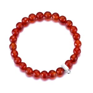 Faceted Carnelian Gemstone Charm Stretch Bracelet