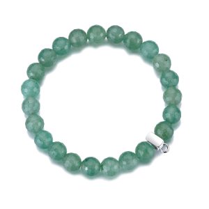 Faceted Green Aventurine Gemstone Charm Stretch Bracelet