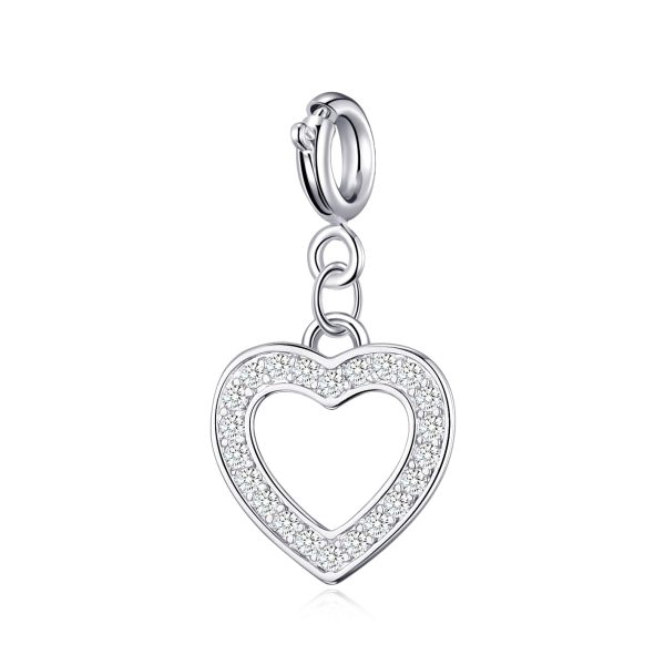 Open Heart Charm Created with Zircondia® Crystals