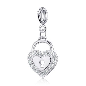 Heart Lock Charm Created with Zircondia® Crystals