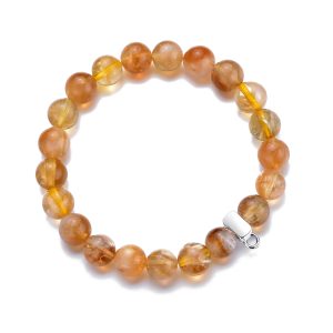 Yellow Quartz Gemstone Charm Stretch Bracelet