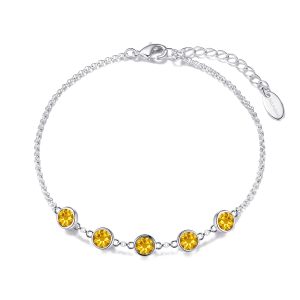 Yellow Crystal Chain Bracelet Created with Zircondia® Crystals