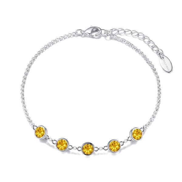 Yellow Crystal Chain Bracelet Created with Zircondia® Crystals