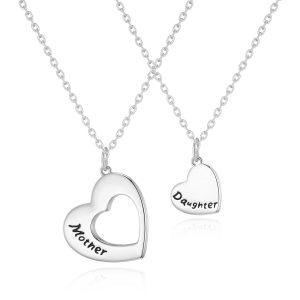 Silver Plated Mother and Daughter Necklace Set