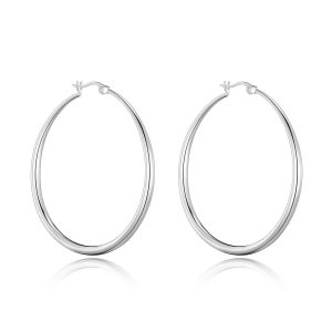 Silver Plated 50mm Hoop Earrings