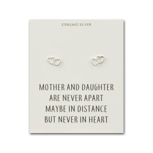 Sterling Silver Mother and Daughter Quote Heart Link Earrings