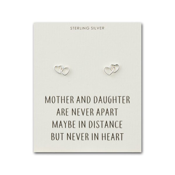 Sterling Silver Mother and Daughter Quote Heart Link Earrings