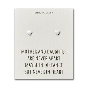 Sterling Silver Mother and Daughter Quote Heart Earrings