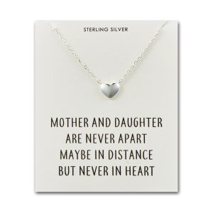 Sterling Silver Mother and Daughter Quote Heart Necklace