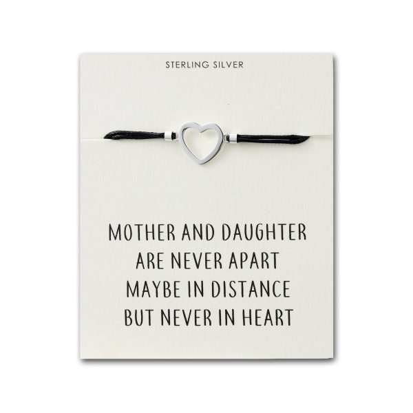 Sterling Silver Mother and Daughter Quote Heart Bracelet