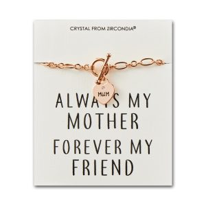 Rose Gold Plated Mum Quote Charm Bracelet Created with Zircondia® Crystals