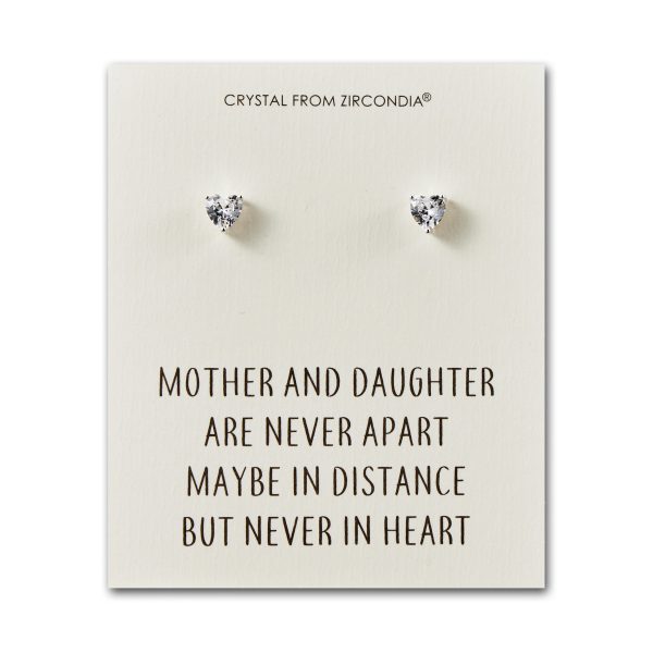 Mother and Daughter Quote Heart Earrings Created with Zircondia® Crystals