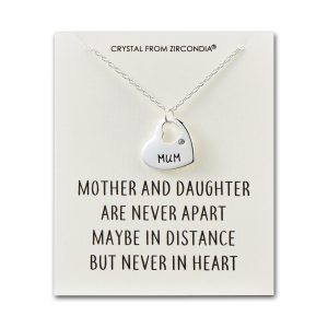 Mother and Daughter Quote Heart Necklace Created with Zircondia® Crystals