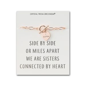 Rose Gold Plated Sister Friendship Quote Charm Bracelet Created with Zircondia® Crystals