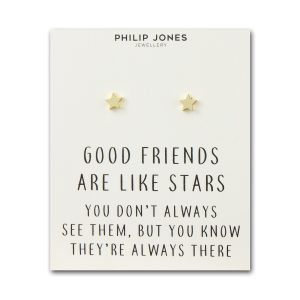 Gold Plated Star Stud Earrings with Quote Card