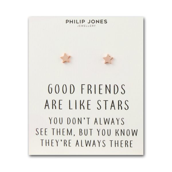 Rose Gold Plated Star Stud Earrings with Quote Card