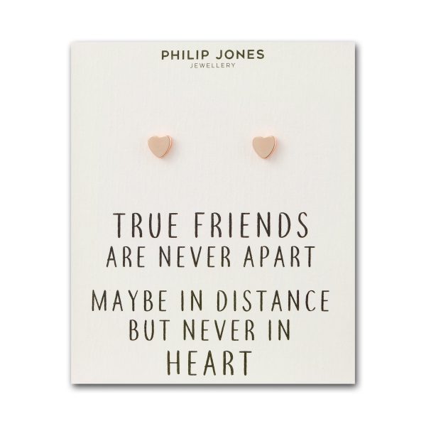 Rose Gold Plated Heart Stud Earrings with Quote Card