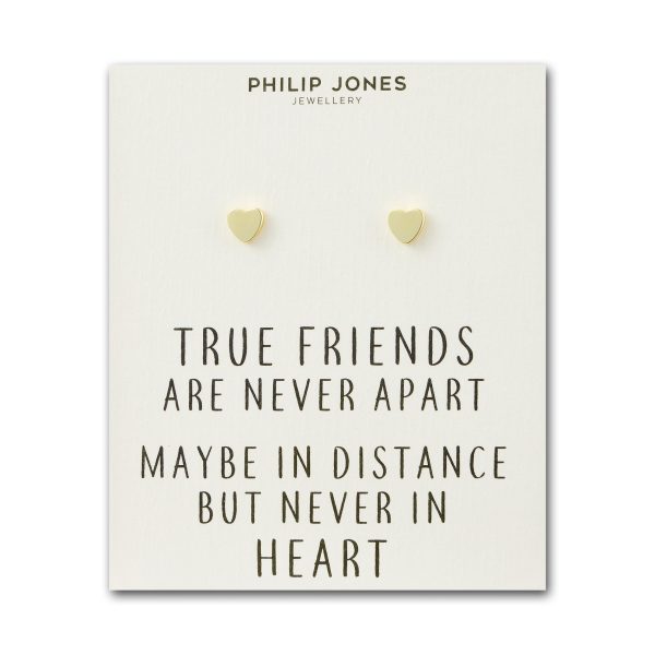 Gold Plated Heart Stud Earrings with Quote Card