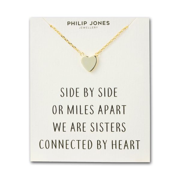 Gold Plated Sister Heart Necklace with Quote Card