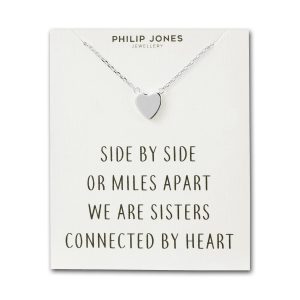 Silver Plated Sister Heart Necklace with Quote Card