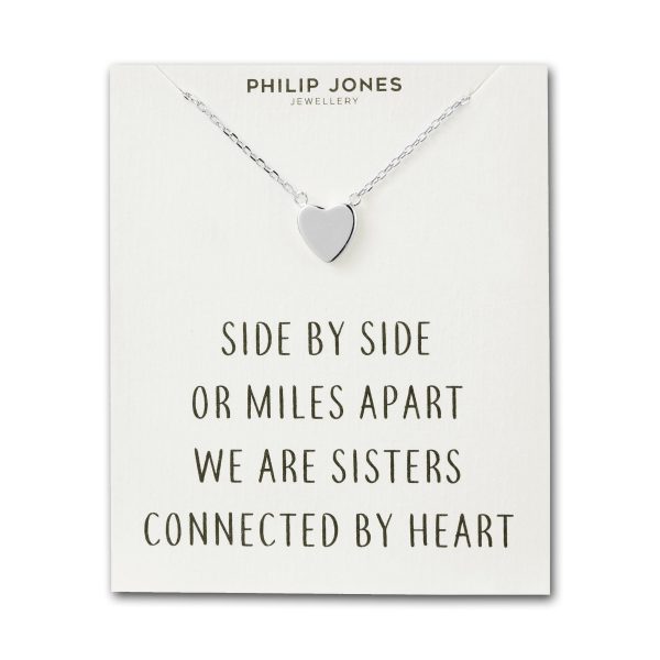 Silver Plated Sister Heart Necklace with Quote Card