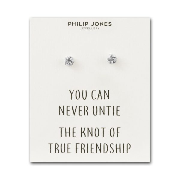 Silver Plated Love Knot Earrings with Quote Card