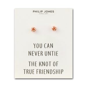 Rose Gold Plated Love Knot Earrings with Quote Card