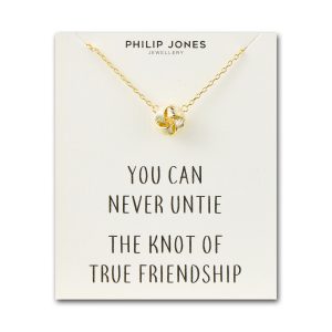 Gold Plated Love Knot Necklace with Quote Card