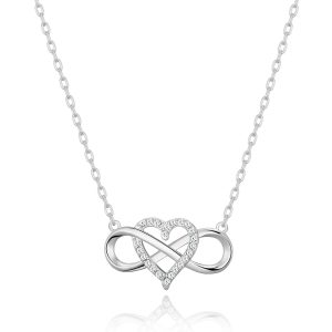 Silver Plated Infinity Heart Necklace Created with Zircondia® Crystals