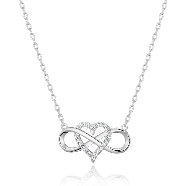 Silver Plated Infinity Heart Necklace Created with Zircondia® Crystals