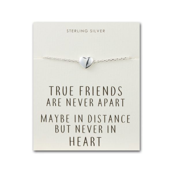 Sterling Silver Friendship Quote Heart Bracelet