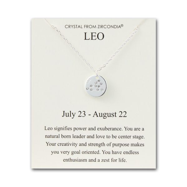 Leo Zodiac Star Sign Disc Necklace Created with Zircondia® Crystals