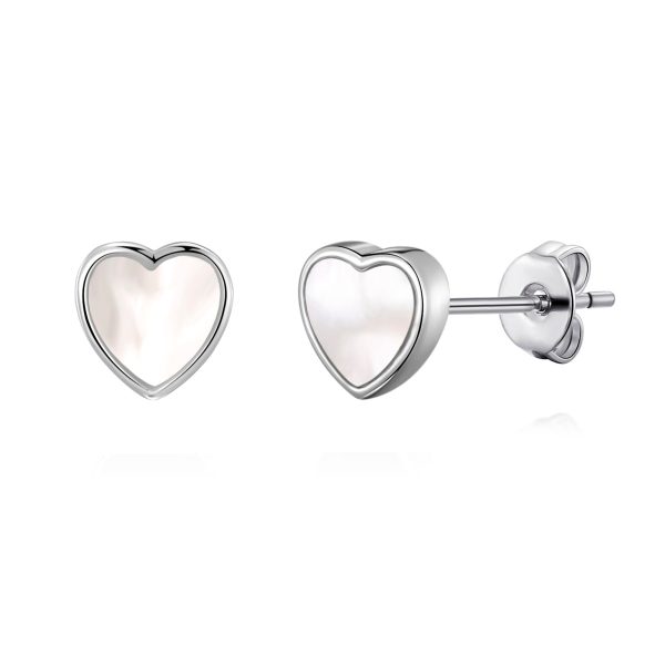 Mother of Pearl Heart Stud Earrings