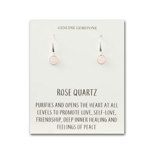 Rose Quartz Drop Earrings with Quote Card