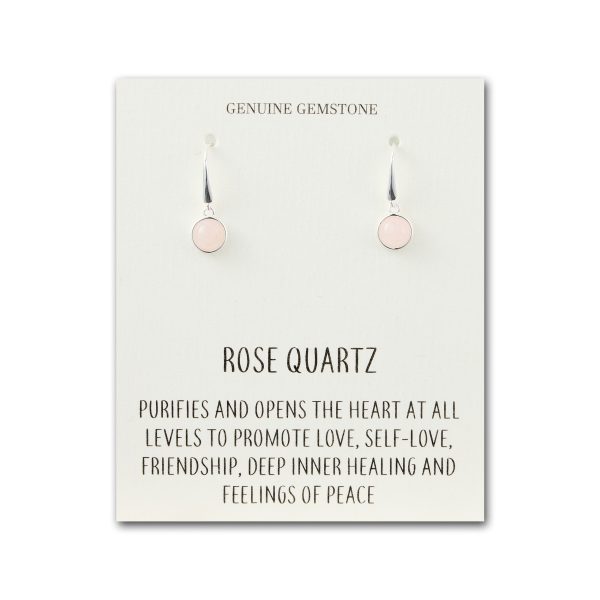 Rose Quartz Drop Earrings with Quote Card